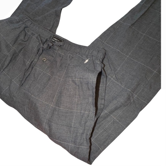 Polo Ralph Lauren Sleepwear Gray Windowpane Plaid Lounge Pants Pockets Small - Picture 4 of 11